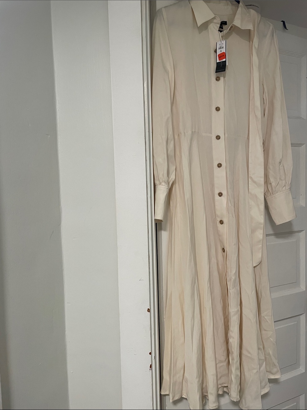XS Tall - Banana Republic Cream Button-Front Shirt Dress